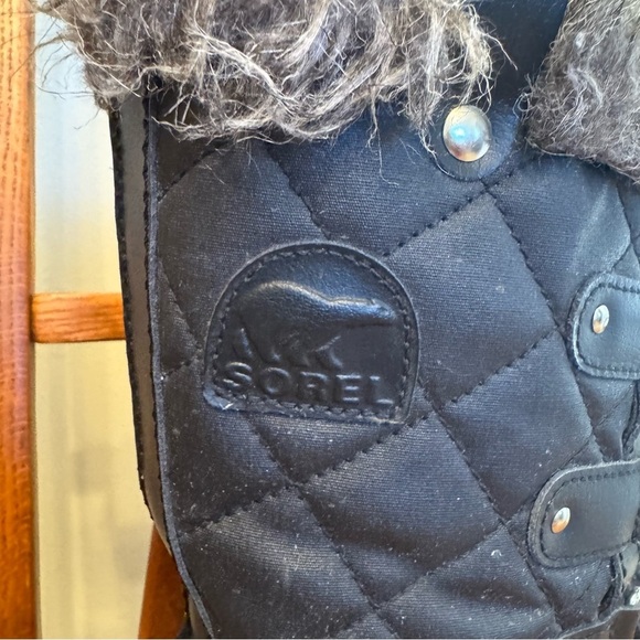 Sorel Waterproof Black Duck Boots Faux Fur Lace Up Tall Good Preowned Condition - Picture 7 of 10
